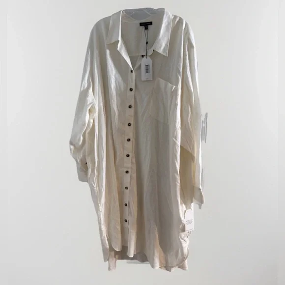 Universal Standard Sea Side Button-Up Shirt Dress Linen Blend Boho  XL 14-16 - Picture 5 of 10